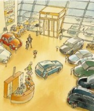 Illustratie showroom